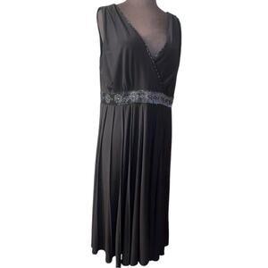 Y2K Slinky Stretch Babydoll Empire Embellished Dress 16 Glam Whimsigoth LBD